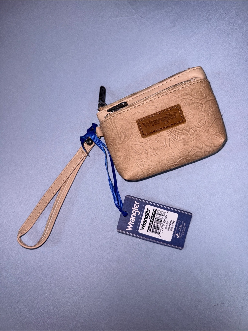 Wrangler Embossed Beige Wristlet Coin Pouch